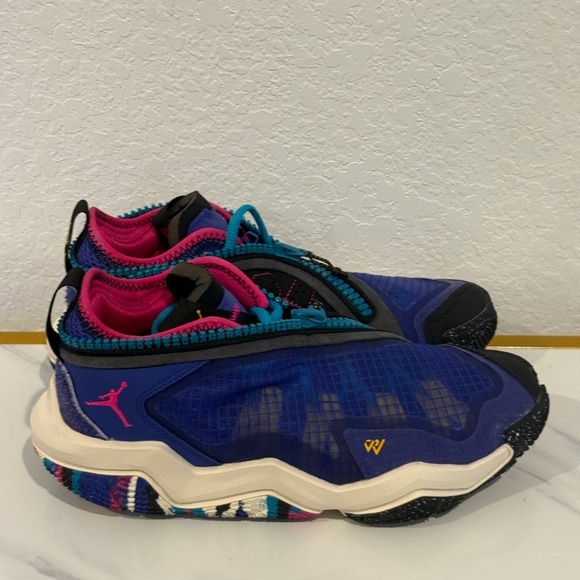 Air Jordan Why Not? Colorful Athletic Sneakers with Pink and Blue Accents